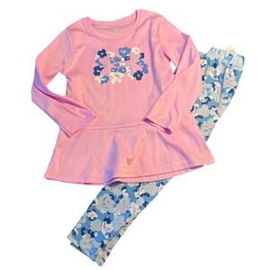 Under Armour Athletic Set Size 4T Blue Floral Long Sleeve